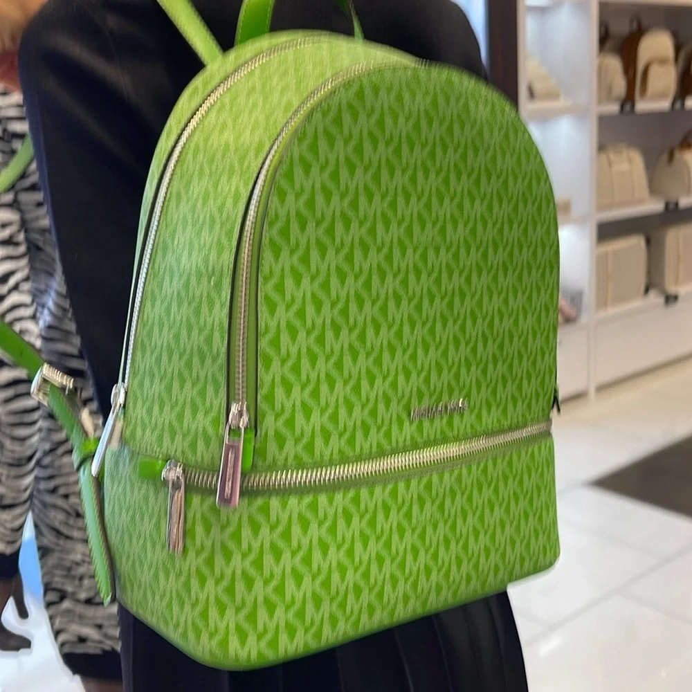 Michael Kors Rhea Medium Signature Logo Backpack
Jungle Green 
NWT - Picture 13 of 16